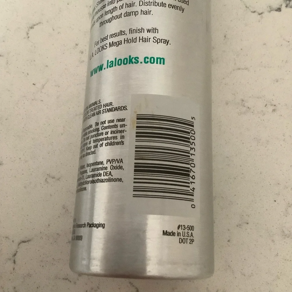 L.A Looks mega volume mousse for hair 7 oz alcohol-free long lasting